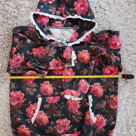 NWT Ampersand Avenue Womens University Hoodie Kiss Goodnight Floral Lace Size XL - Picture 10 of 10